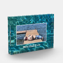 Aqua Blue Water PatternBest Dad Ever
