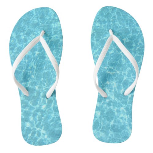 Aqua Blue Water White Slim Straps Adult Trendy Flip Flops