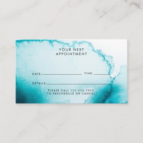 Aqua Blue Watercolor Background Appointment Card
