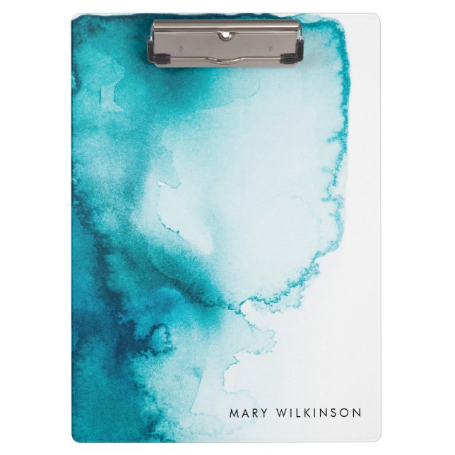 Aqua Blue Watercolor Background Clipboard (Front)