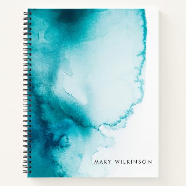 Aqua Blue Watercolor Background Notebook