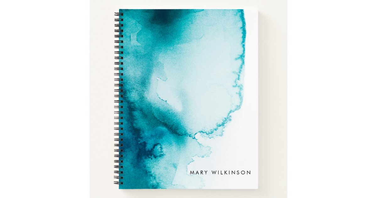Aqua Blue Watercolor Background Notebook