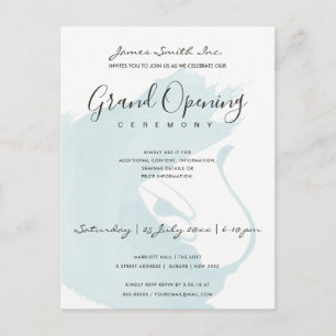 AQUA BLUE WATERCOLOR BRUSHSTROKE OPENING CEREMONY POSTCARD
