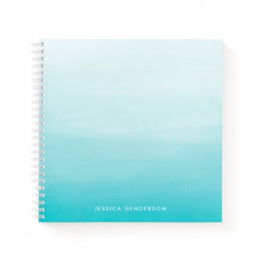 Aqua Blue Watercolor Ombre Modern Personalized Notebook Aqua Blue Watercolor Ombre Modern Personalized Notebook
