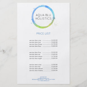 Aqua Blue Watercolor Painted Circle Logo Flyer