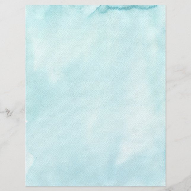 Aqua Blue Watercolor Painted Paper (Front)