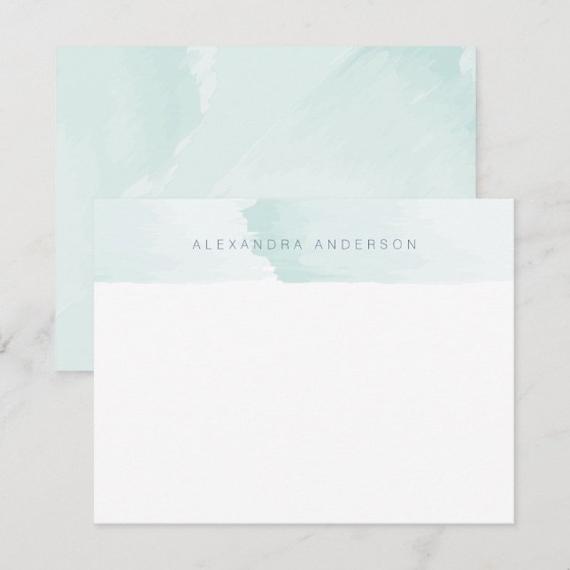 Aqua Blue Watercolor Personal Stationery Note Card (Front/Back)