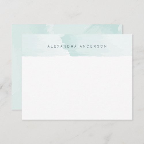 Aqua Blue Watercolor Personal Stationery Note Card