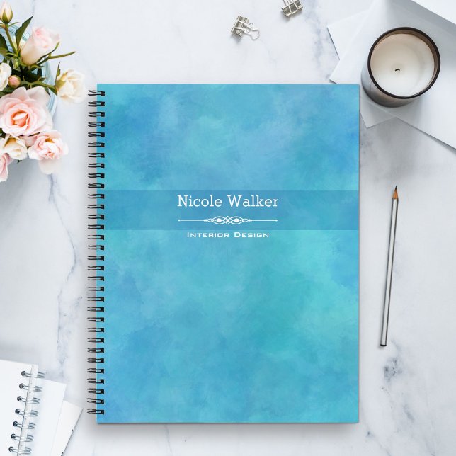 Aqua Blue Watercolor Personalized Notebook (Creator Uploaded)