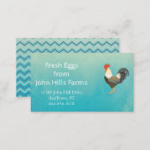 Aqua Blue Watercolor Rooster Silhouette Chevron Business Card (Front/Back)