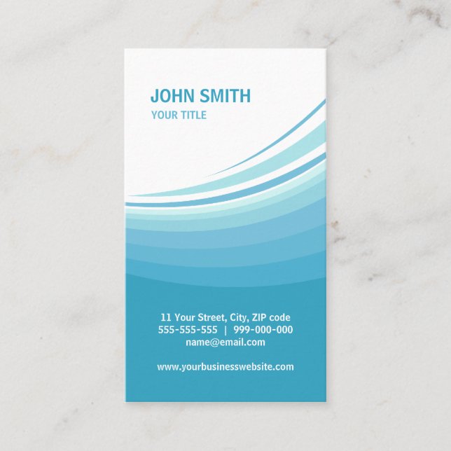Aqua Blue Wave Corporate business card (Front)