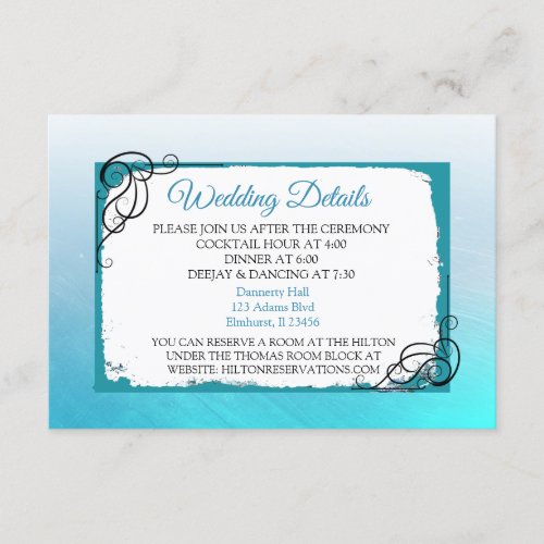 Aqua Blue Wedding Details Card