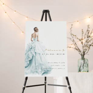 Aqua Blue Wedding Gown Bridal Shower Welcome Foam Board