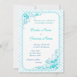 Aqua Blue Wedding Invitation