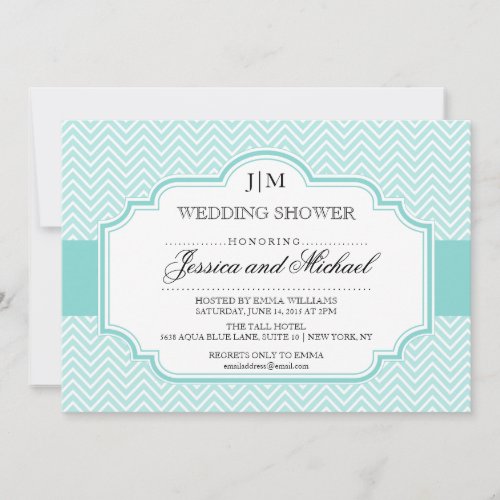 Aqua Blue Wedding Shower Invitations