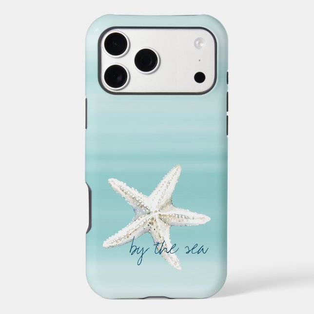 Aqua Blue White Beach Starfish       Case-Mate iPhone Case (Back)