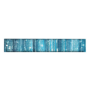 Aqua Blue White Glam Tinsel Stripes Gift Tags Ruler