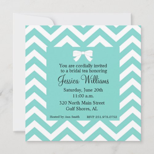 Aqua Blue &amp; White Invitation