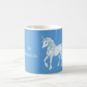 Aqua Blue White Magical Unicorn Coffee Mug