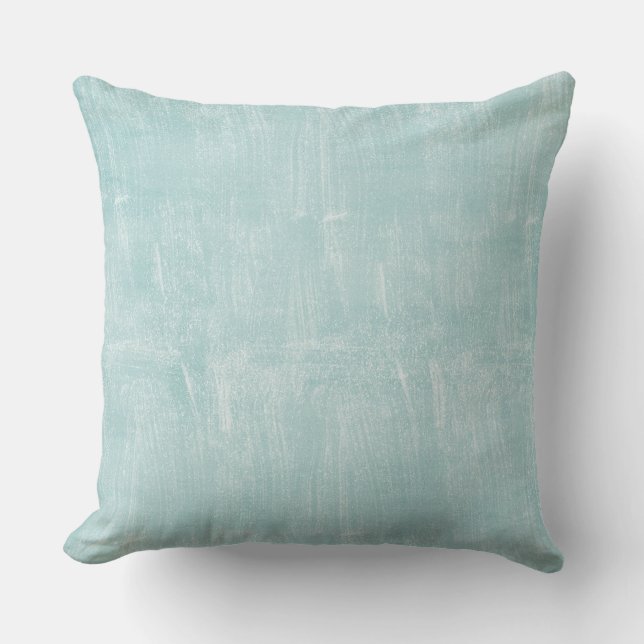 Aqua Blue White Ocean Shore Throw Pillow (Front)