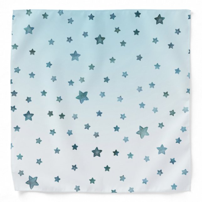 Aqua Blue White Stars Bandana (Front)