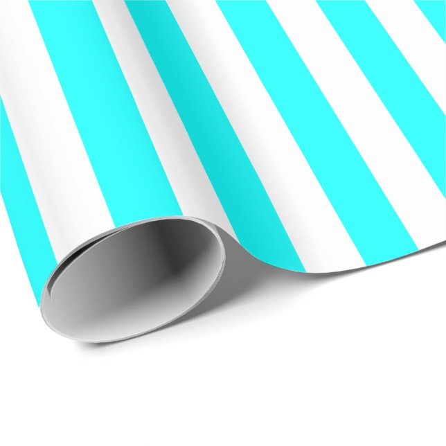 Aqua Blue/White Stripe Wrapping Paper (Roll Corner)