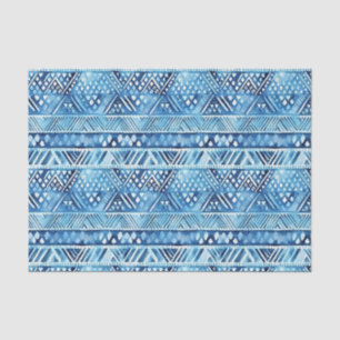Aqua Blue White Tribal Stripes Dots Birthday Tissue Paper