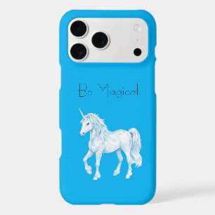 Aqua Blue White Unicorn Be Magical iPhone 17 Pro Max Case