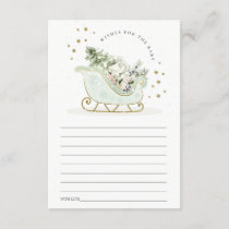Aqua Blue Winter Sleigh Wishes for Baby Shower Enclosure Card