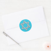 Aqua Blue with Silver Star of David Bat Mitzvah Classic Round Sticker (Envelope)