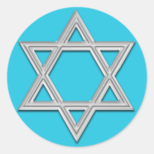 Aqua Blue with Silver Star of David Bat Mitzvah Classic Round Sticker