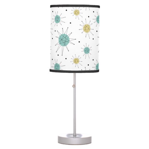 Aqua Blue Yellow Atomic Age Franciscan Starburst Table Lamp