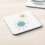 Aqua Blue Yellow Franciscan Starburst Mid-Century Beverage Coaster<br><div class="desc">This fabulous mid century modern drink coasters feature Franciscan Starbursts in the colors of aqua blue and yellow which will add a colorful splash to your coffee table!</div>