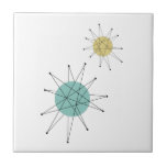 Aqua Blue Yellow Franciscan Starburst Mid Century Ceramic Tile<br><div class="desc">This fabulous mid century modern ceramic tile feature Franciscan Starbursts in the colors of aqua blue,  yellow,  and black which will add a fun splash to your tiling project!</div>