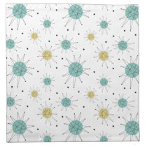 Aqua Blue Yellow Franciscan Starburst Mid-century Cloth Napkin