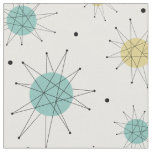 Aqua Blue Yellow Franciscan Starburst Mid-century Fabric