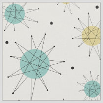 Aqua Blue Yellow Franciscan Starburst Mid-century Fabric