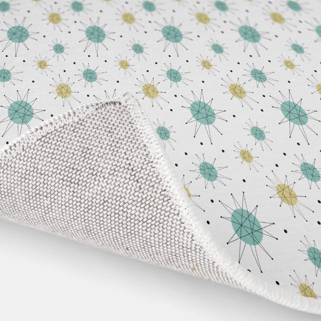 Aqua Blue Yellow Franciscan Starburst Mid Century Rug (Indoor)