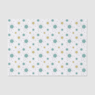 Aqua Blue Yellow Franciscan Starburst Mid-Century Tissue Paper