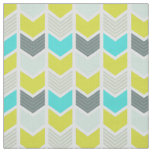 Aqua Blue Yellow Gray Geometric Chevron Pattern Fabric