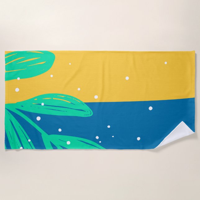 Aqua Blue Yellow Green For Girls & Boys Weekend  Beach Towel (Front)