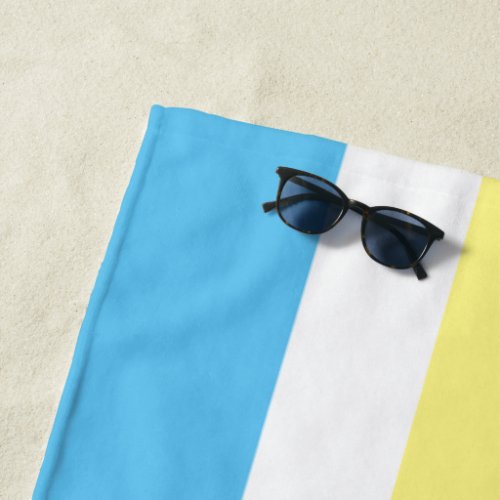 Aqua Blue Yellow White Cabana  Stripe Beach Towel
