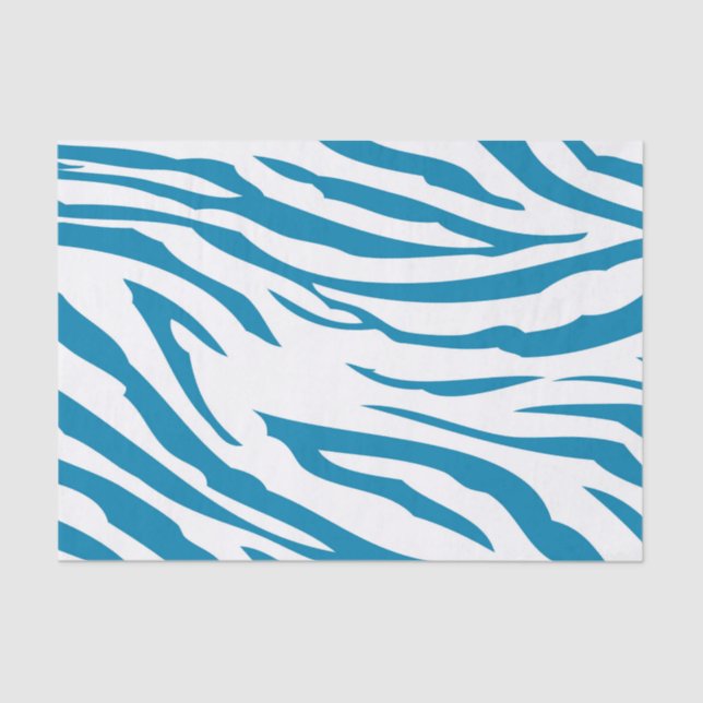 Aqua Blue Zebra Print Tissue Paper (Front)