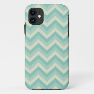 Aqua Blue Zigzag Pattern iPhone 11 Case