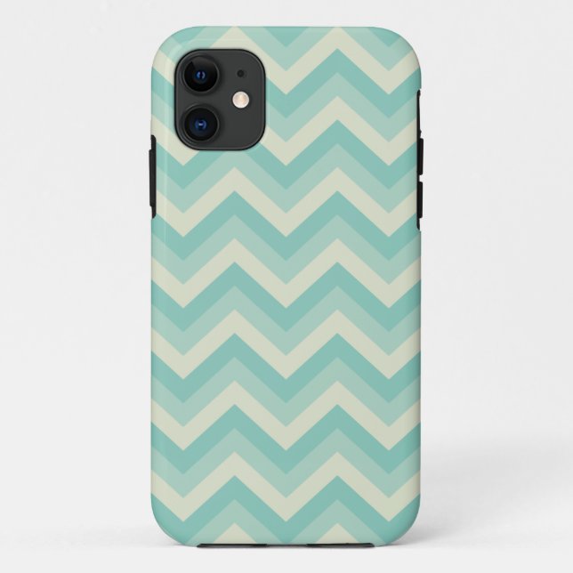 Aqua Blue Zigzag Pattern Case-Mate iPhone Case (Back)