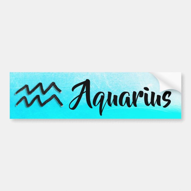 Aqua Blue Zodiac Sign Aquarius Horoscope Bumper Sticker (Front)