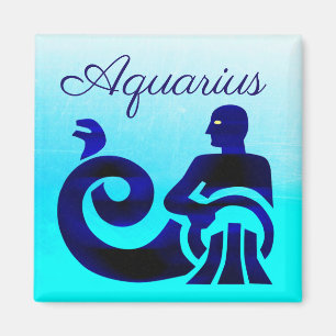 Aqua Blue Zodiac Sign Aquarius Magnet
