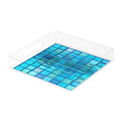 Aqua Blues Translucent Tiled_Look  Acrylic Tray