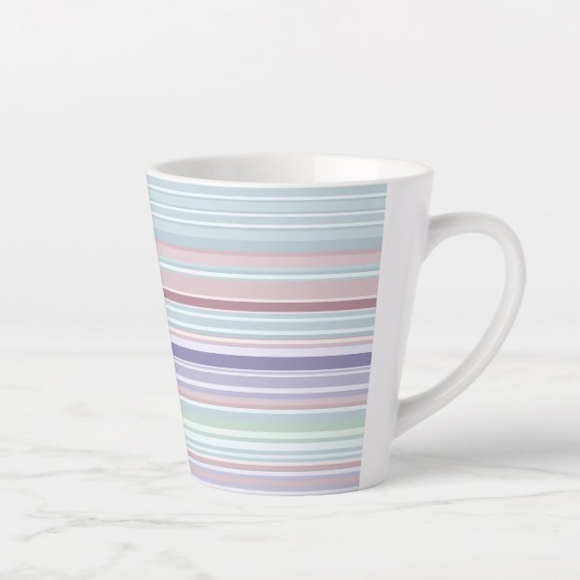 Aqua, Blush and Lavender Stripes Latte Mug (Right)