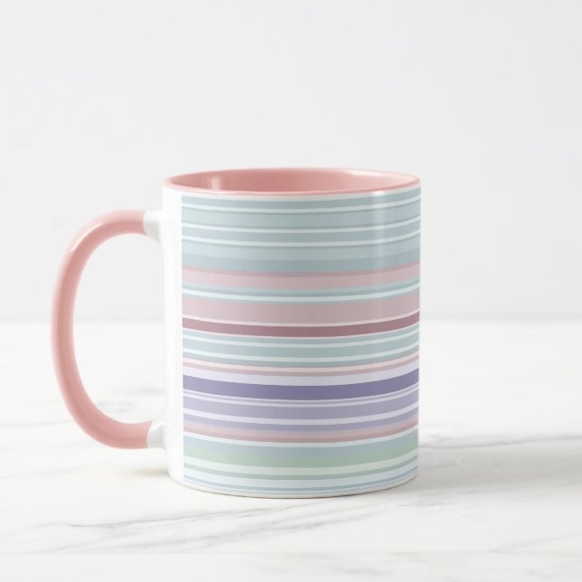 Aqua, Blush and Lavender Stripes Mug (Left)